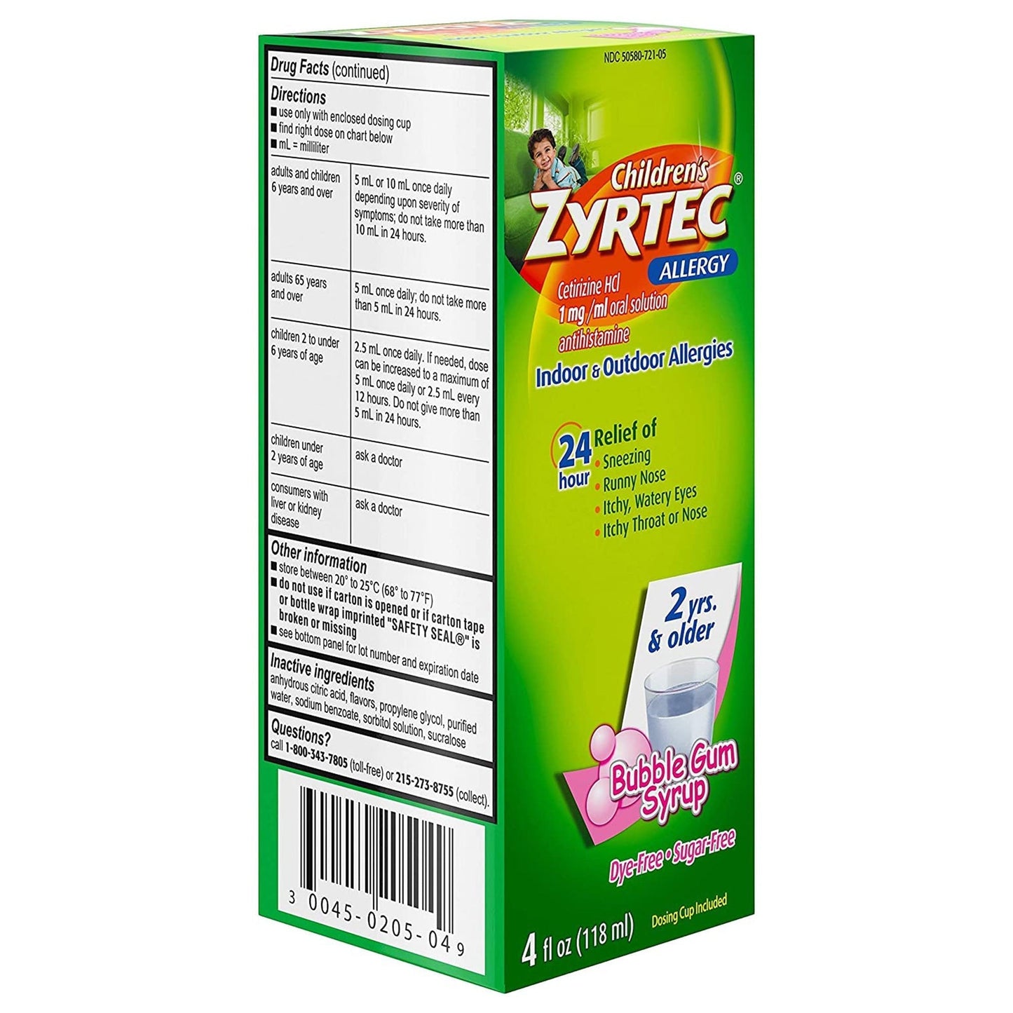 Children’s ZYRTEC® 24 HR Allergy Relief Syrup with Cetirizine HCl, 4 oz.