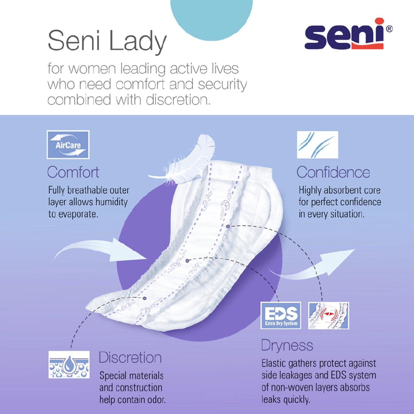 Seni® Lady Moderate Bladder Control Pad, 11-Inch Length