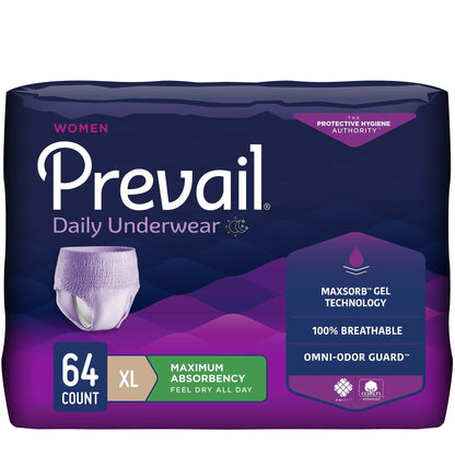 Prevail® Daily Absorbent Underwear, X-Large, Lavender, 64 ct