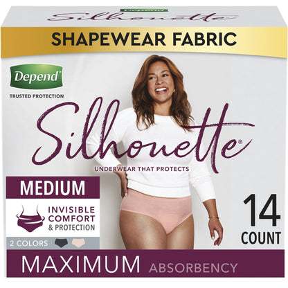 Depend® Silhouette® Adult Incontinence and Postpartum Underwear for Women, Medium, 14 ct