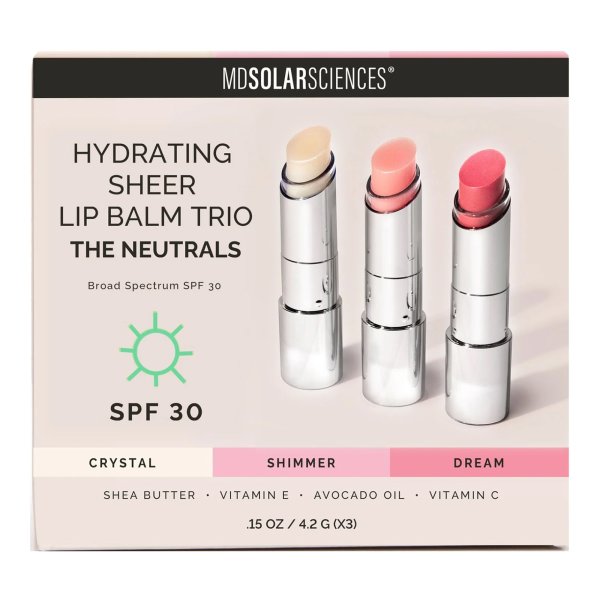 MDSolarSciences Hydrating Sheer SPF 30 Lip Balm, Neutrals Trio