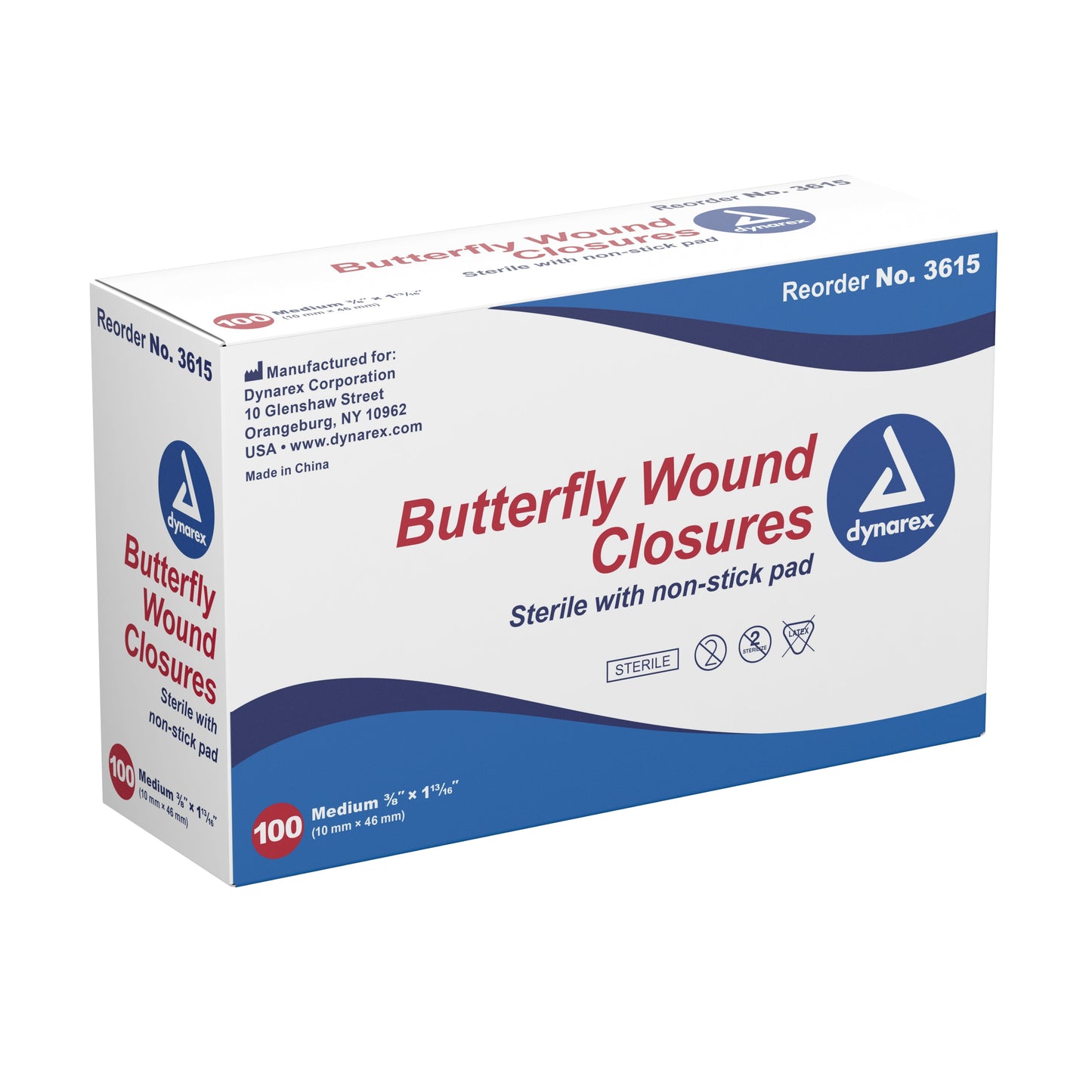 Dynarex® Butterfly Wound Closure Strip, 3/8 by 1-13/16 Inches, 100 ct.