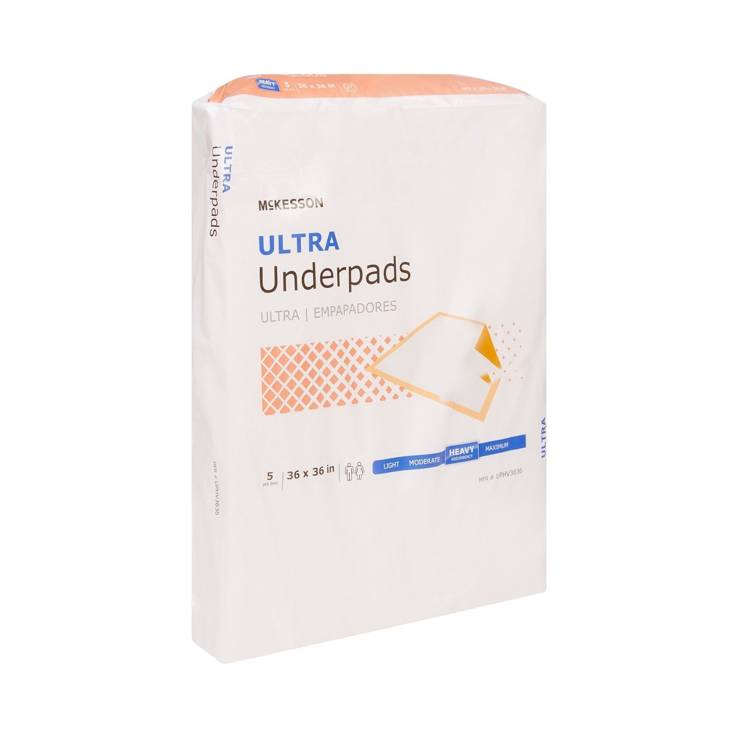 McKesson Ultra Heavy Absorbency Underpad, 36 x 36 Inch, 5 ct