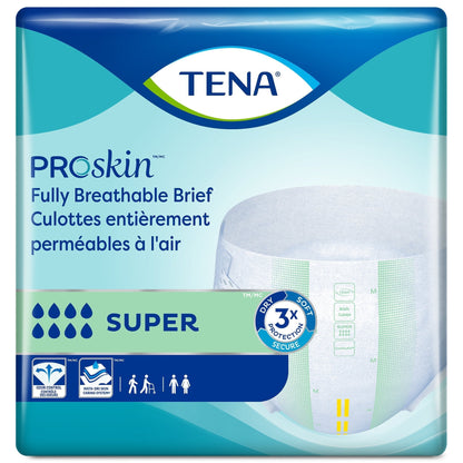 Tena Super Incontinence Briefs, Absorbent, Odor Control, Regular, Green, 28 ct