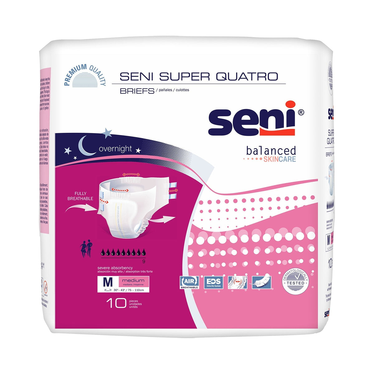 Seni Super Quatro Adult Incontinence Diapers with Tabs, Severe Absorbency