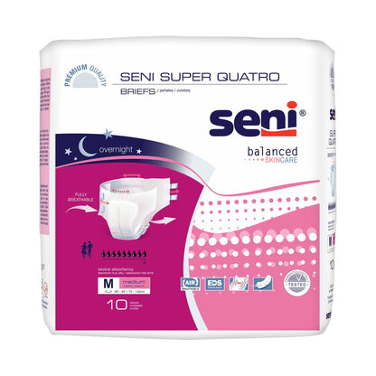 Seni Super Quatro Adult Incontinence Diapers with Tabs, Severe Absorbency