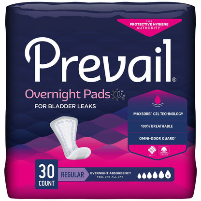 Prevail Women's Overnight Absorbency Bladder Control Pads, Regular, 16"
