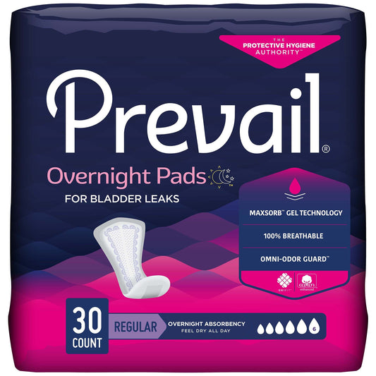 Prevail Women's Overnight Absorbency Bladder Control Pads, Regular, 16"