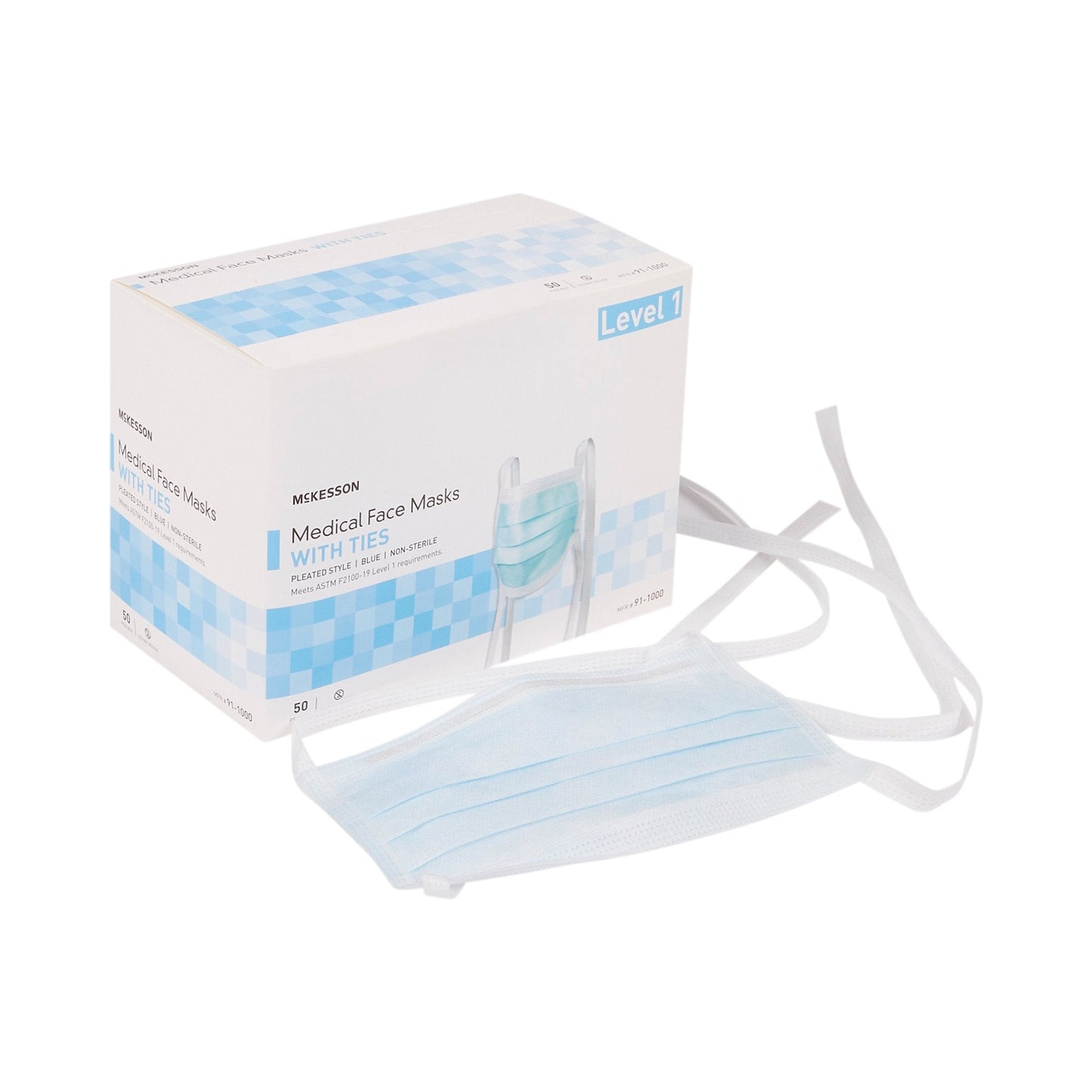 McKesson Classic Style Surgical Mask, Blue, 50 ct