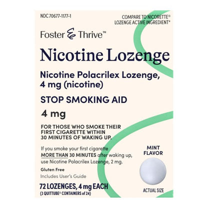 Foster & Thrive Nicotine Mint Lozenge, 4 mg, 72 ct