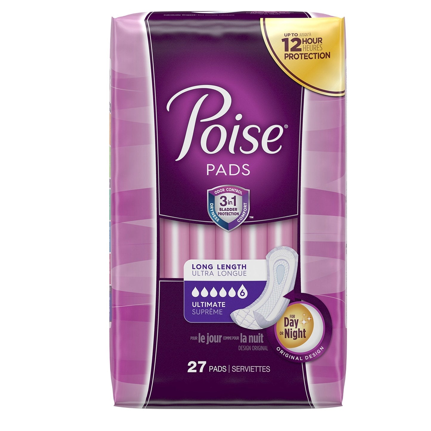 Poise Bladder Control Female Disposable Pads, Heavy Absorbency, Absorb-Loc Core, One Size Fits, 15.9 ", 27 ct