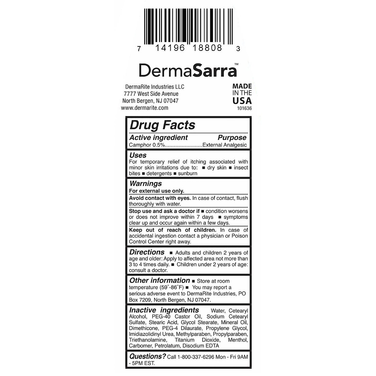 DermaSarra™ Camphor / Menthol Itch Relief