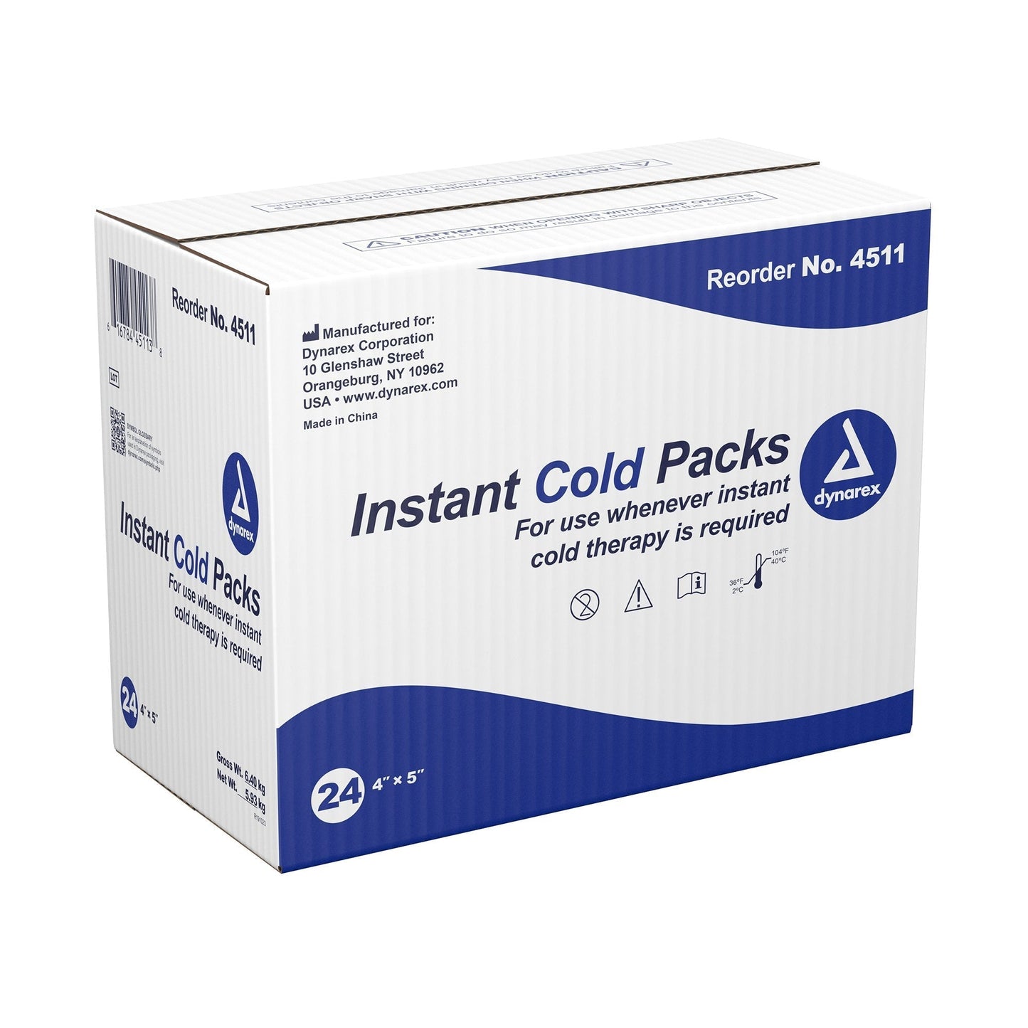 Dynarex® Instant Cold Pack, 4 x 5 Inch, 24 ct.