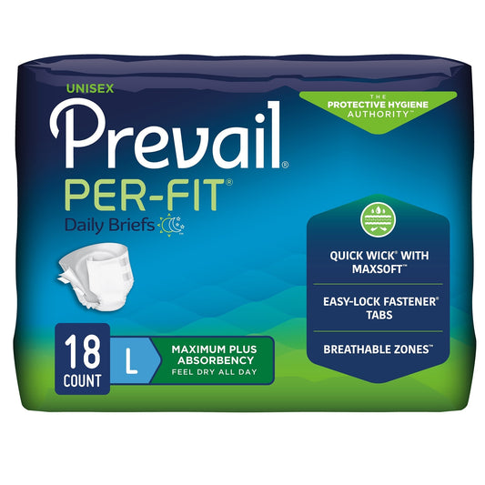 Prevail® Per-Fit® Daily Briefs with Tabs, Maximum Plus Absorbency