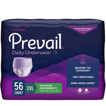 Prevail® for Women Daily Absorbent Underwear, 2X-Large, 56 ct