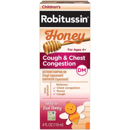 Robitussin Children's Honey Cough & Chest Congestion DM Liquid, 4 oz.