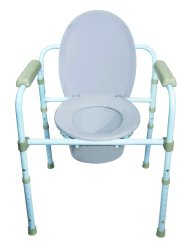 McKesson Folding, Fixed Arm, Steel Commode Chair, 17 - 23 "