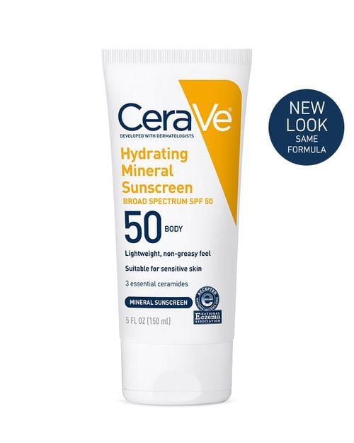 CeraVe Hydrating Mineral Sunscreen SPF 50 Body Lotion, 5 oz.