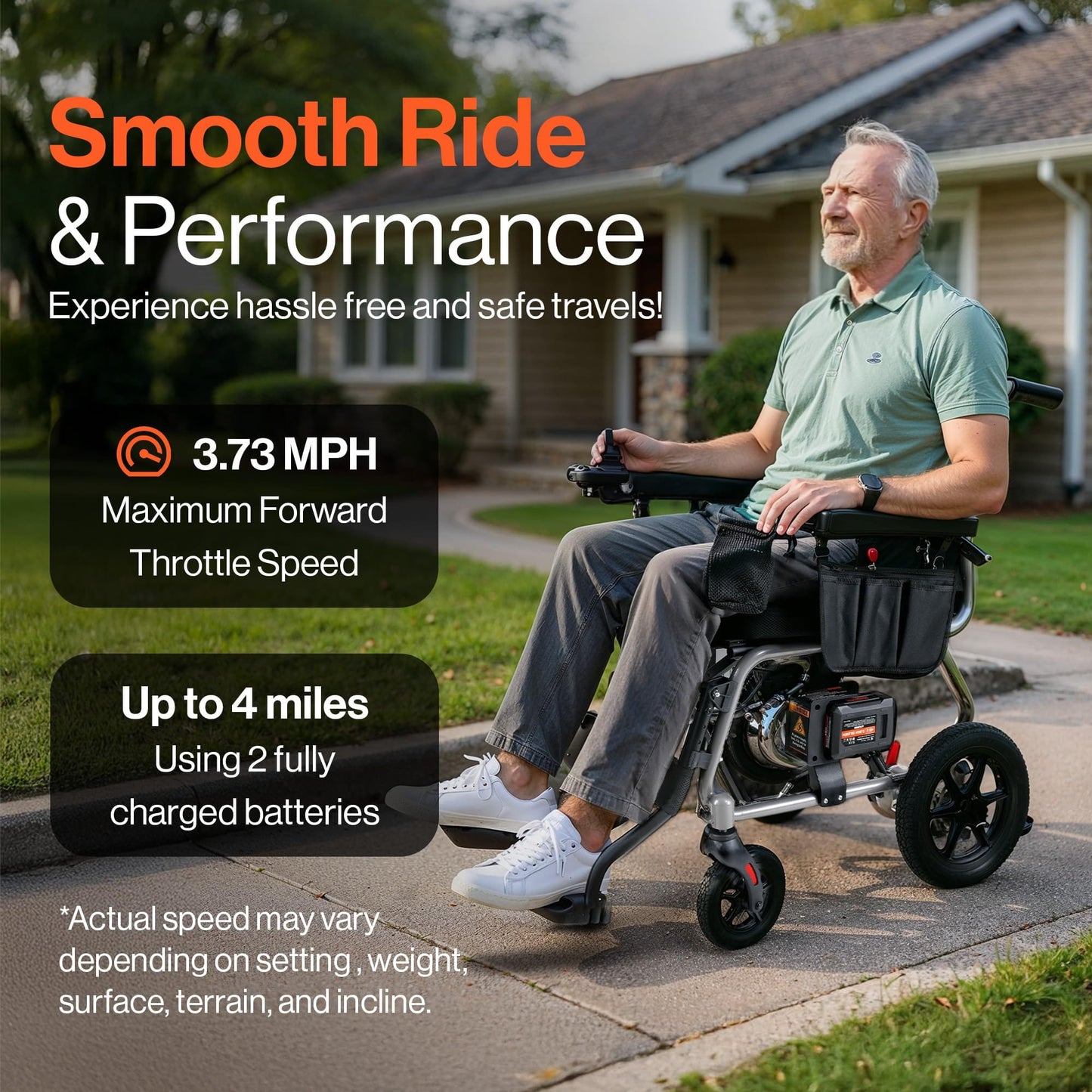 SuperHandy - Outdoor Tools & Mobility SuperHandy GoRide Series Electric Wheelchairs – Lightweight, Foldable Power Chairs with Dual Brushless Motors, Zero-Turn Maneuverability & Electromagnetic Brake (GoRide 2 Plus - 300 Lb Max)