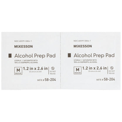 McKesson Alcohol Prep Pad, Isopropyl Alcohol, 70%, Medium, 200 ct