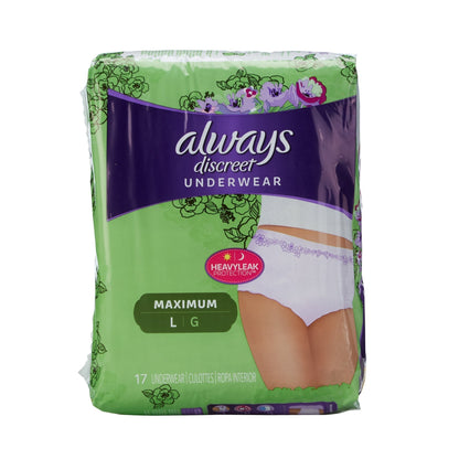 Always® Discreet Maximum Absorbent Underwear, Large, 17 ct