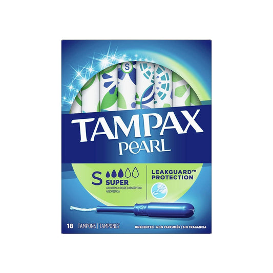 Tampax Pearl Tampons Unscented, Super Absorbency, 18 ct.