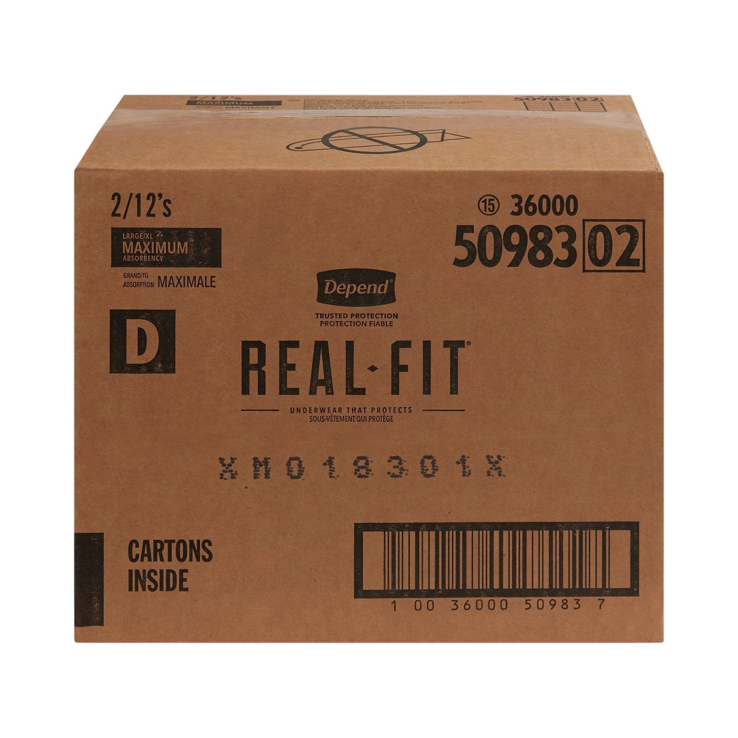 Depend® Real Fit® Maximum Absorbent Underwear, Large / XL, 12 ct