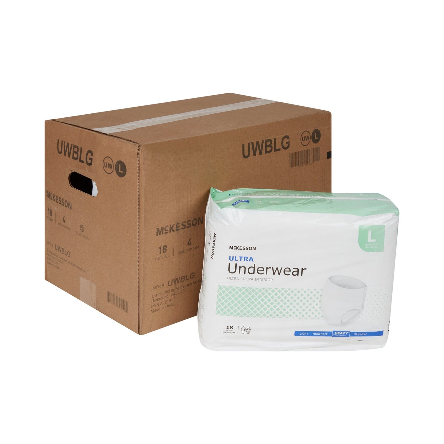 McKesson Ultra Heavy Absorbent Underwear, Large, 18 ct