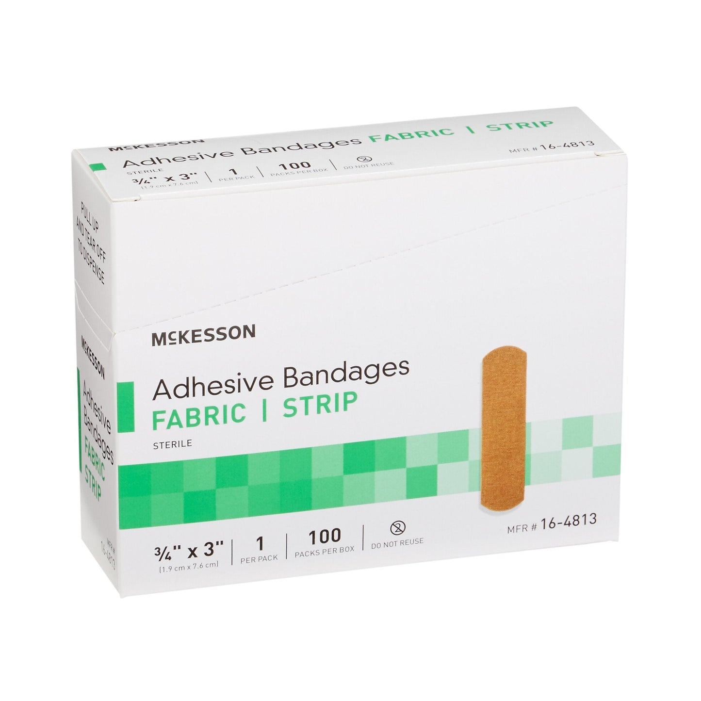 McKesson Tan Adhesive Bandage Strips, 3/4 x 3 in., 100 ct.