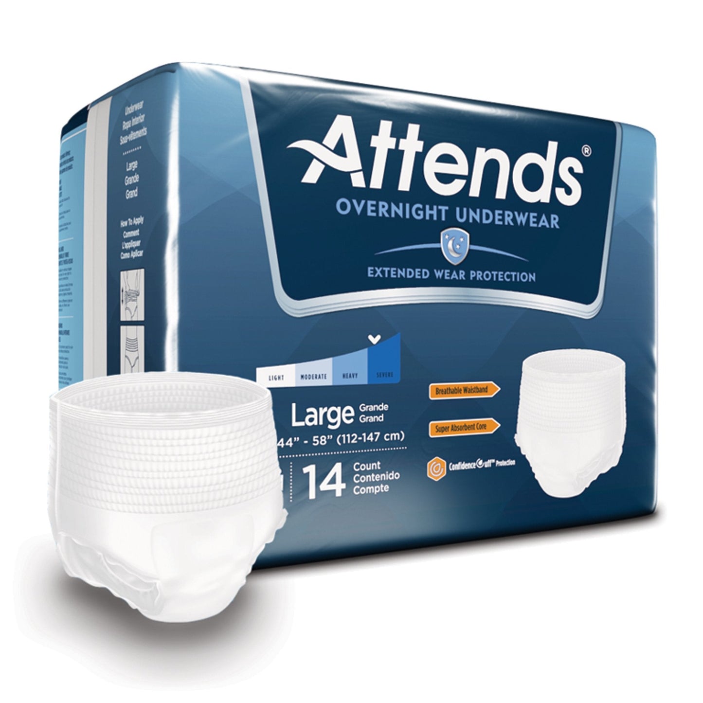 Attends® Overnight Underwear with Extended Wear Protection, Large, 14 ct