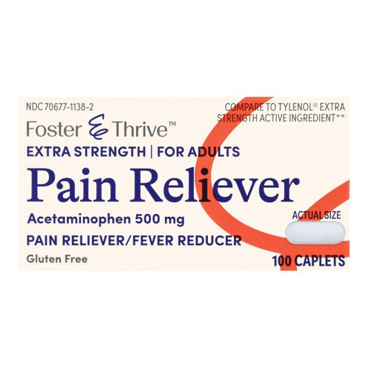 Foster & Thrive Extra Strength Pain Reliever Caplets, 500 mg.