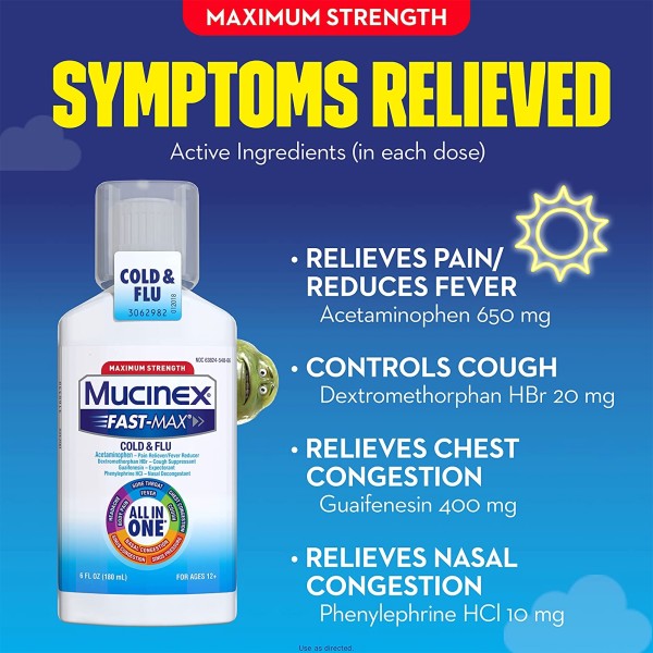 Mucinex Fast-Max Cold & Flu Cold and Cough Relief, 6 oz.