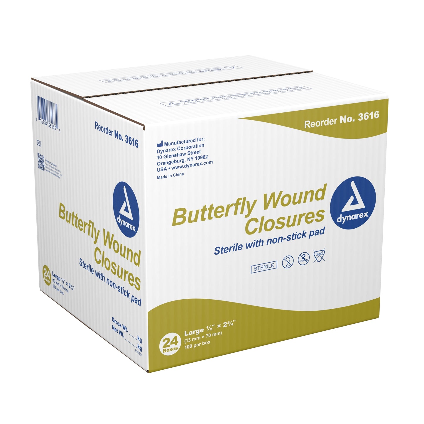 Dynarex® Butterfly Wound Closure Strip, .5 by 2.75 Inches, 100 ct.