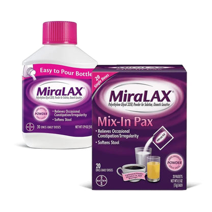 MiraLAX® Mix-In Pax Laxative, Unflavored Single Dose Packets, 24 ct