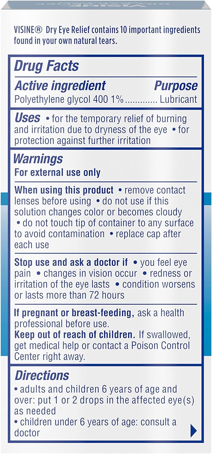 Visine Tears for Dry Eye Drops, 0.5 fl. oz.