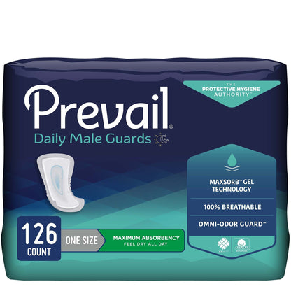 Prevail® Daily Male Guards Maximum Bladder Control Pad, 12.5-Inch Length, 126 ct