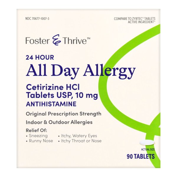 Foster & Thrive Cetirizine 24 Hour Allergy Relief Tablets