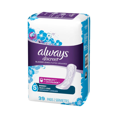 Always® Discreet Maximum Incontinence Liner, Long Length, 39 ct