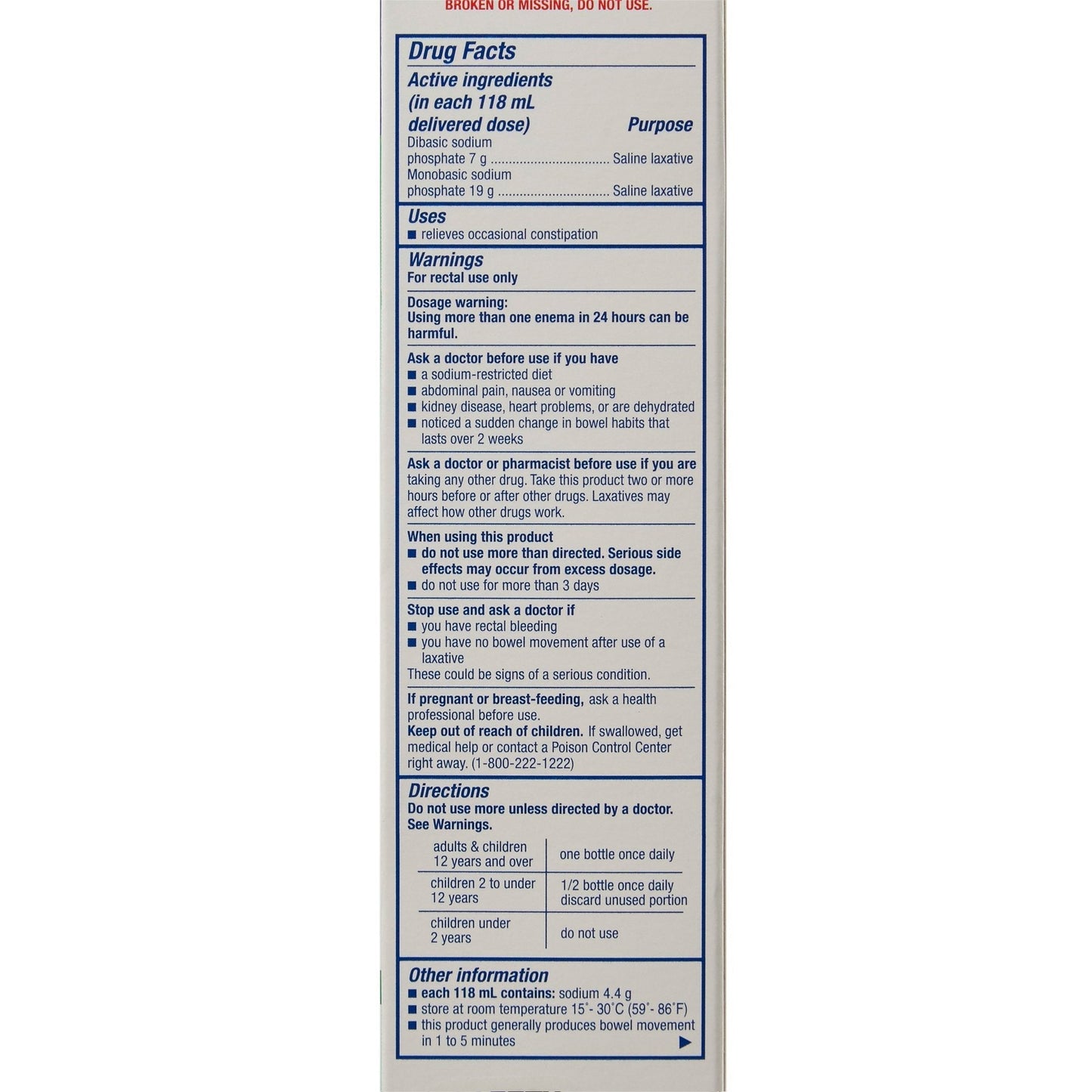 Sunmark® Enema, Saline Laxative, 4.5 oz