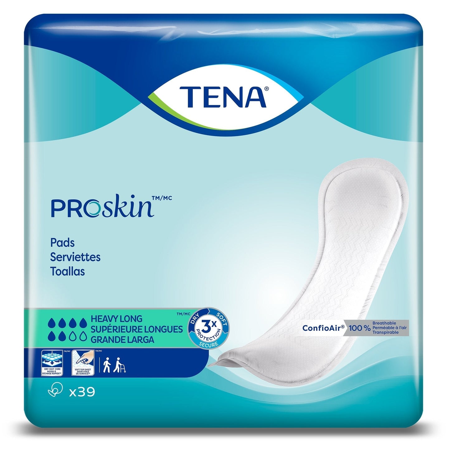 TENA Bladder Control Pads, Heavy Absorbency, Dry-Fast Core, One Size Fits Most, Unisex, 15 " Length