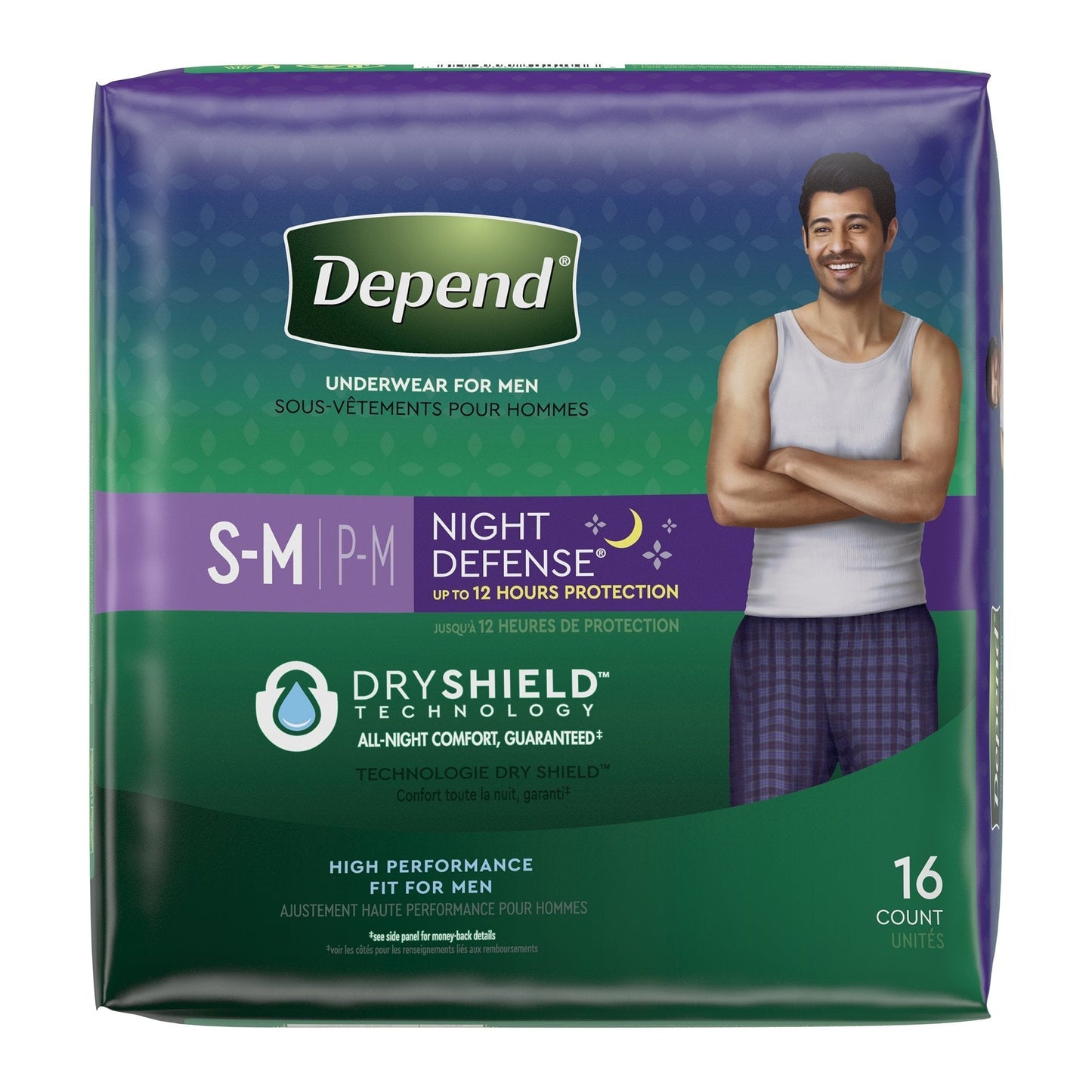 Underwear, Depend Overnight Men Gry Sm/Med, 14 ct