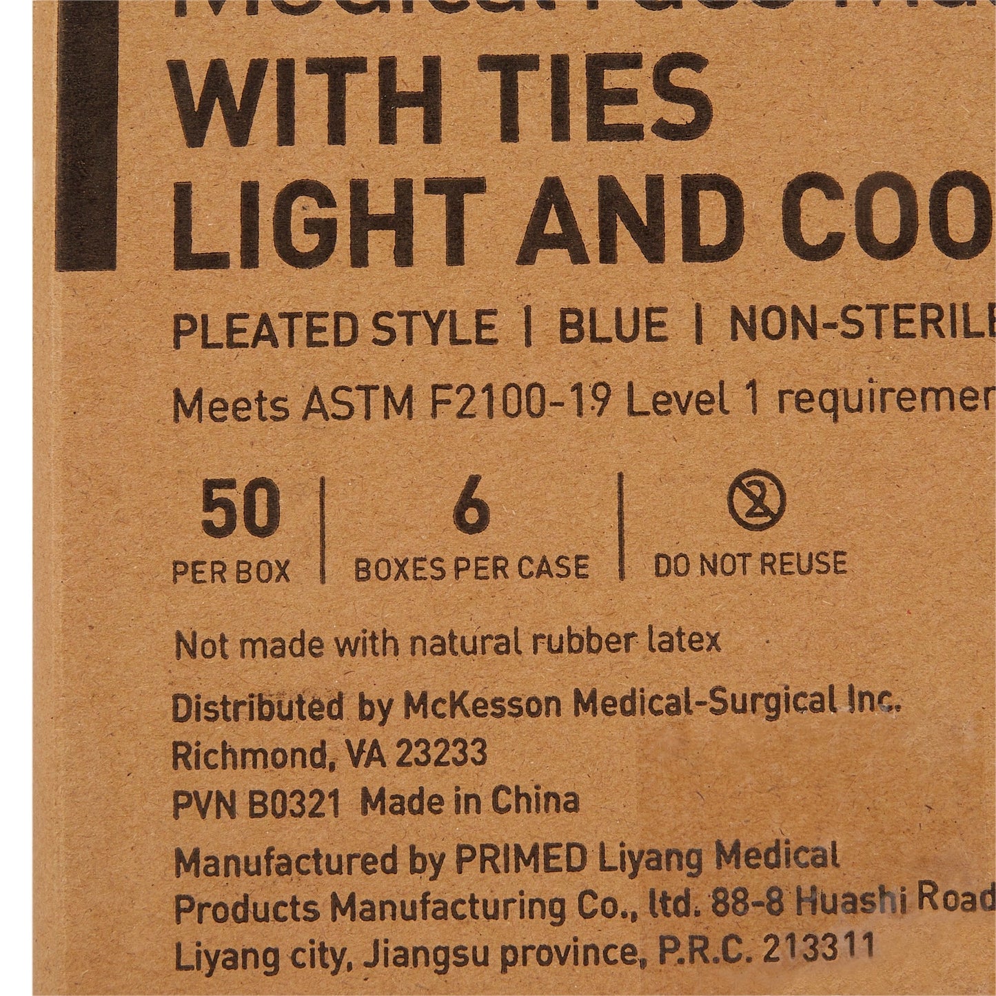 McKesson Classic Style Light & Cool Surgical Mask, Blue, 50 ct