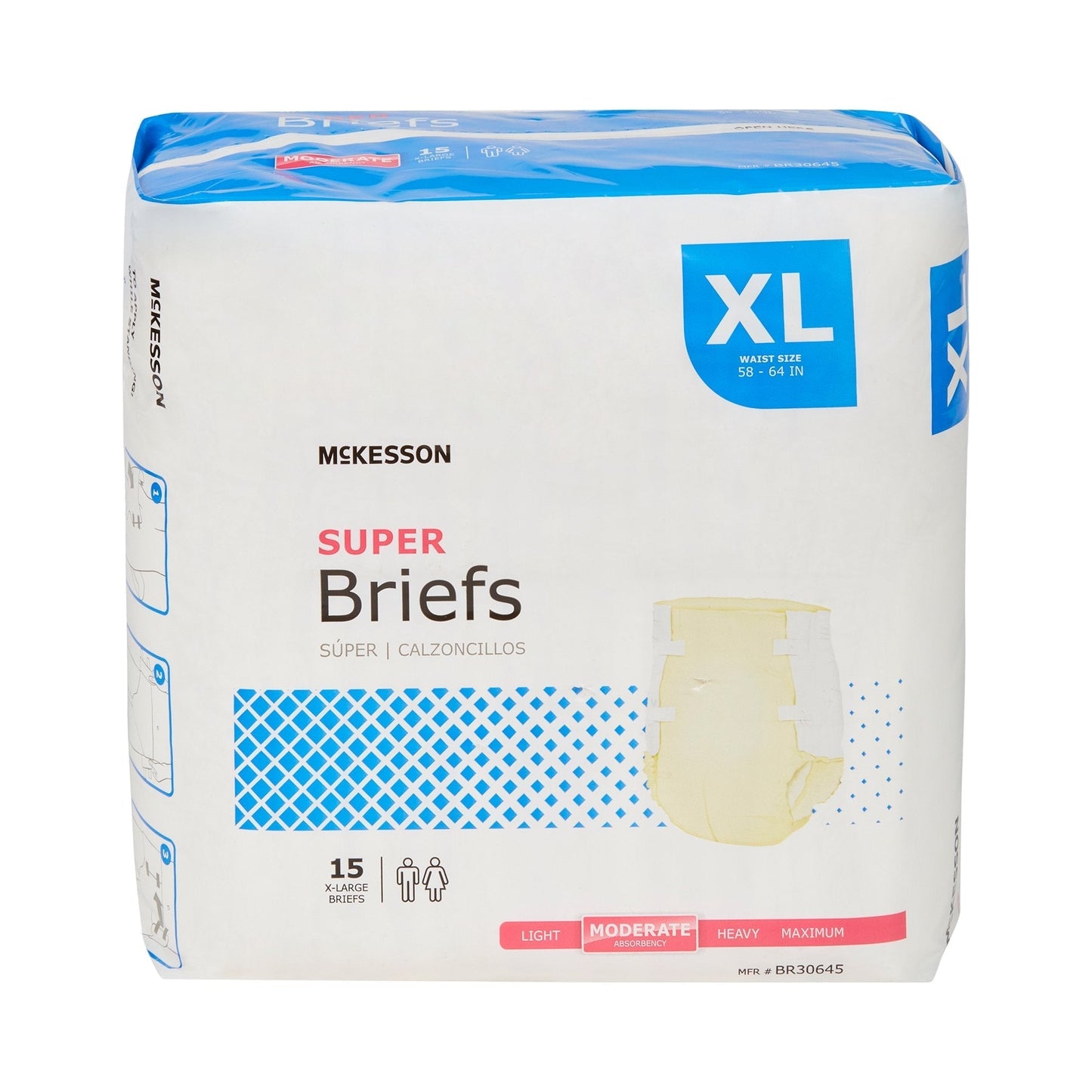 McKesson Super Moderate Absorbency Incontinence Brief, Extra Large, 60 ct