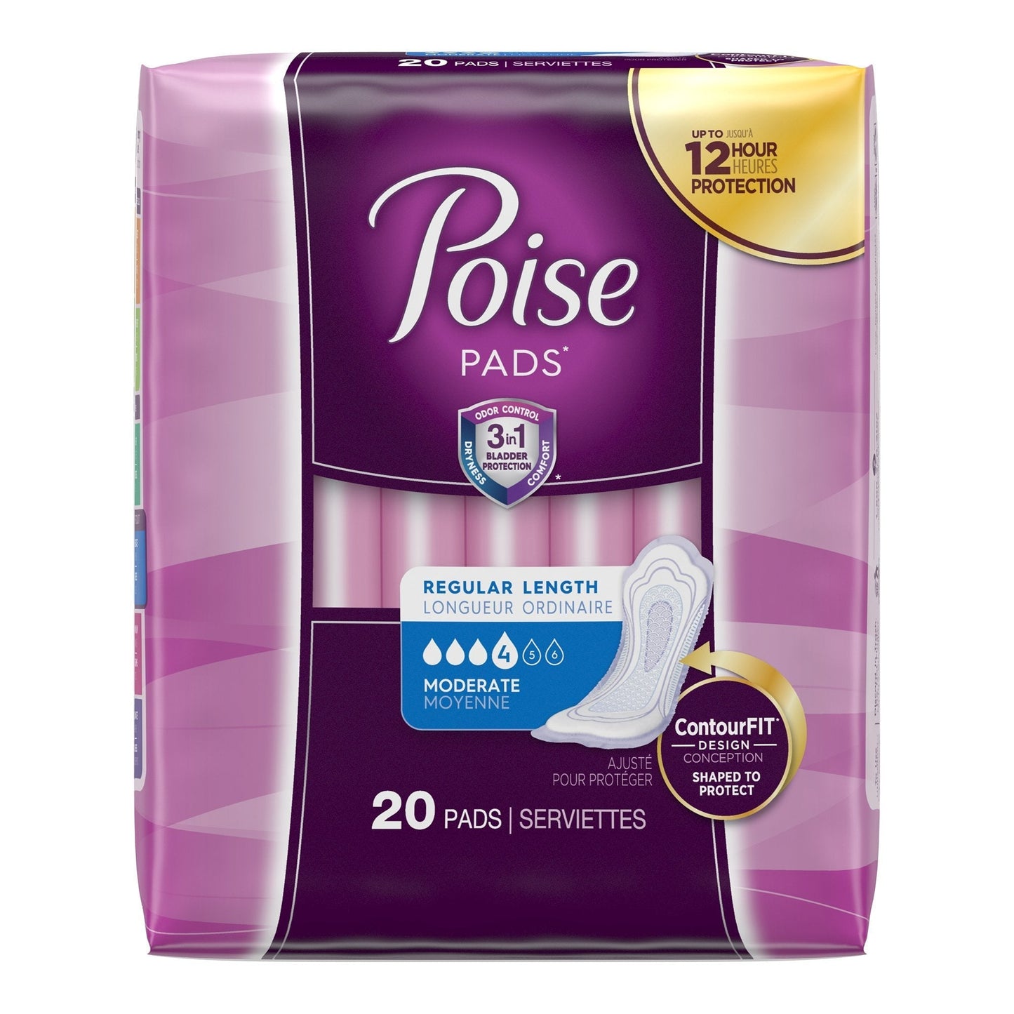 Poise Bladder Control Pads, Adult Women, Disposable, 20 ct