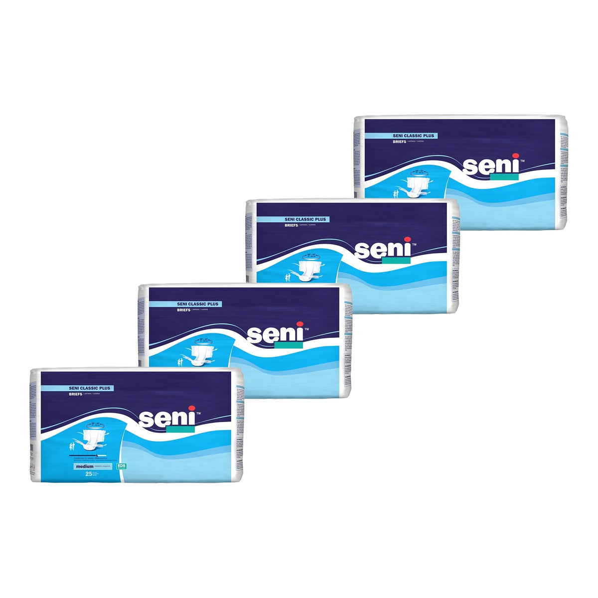 Seni Classic Plus Adult Diapers Brief with Tabs, Moderate to Heavy Absorbency