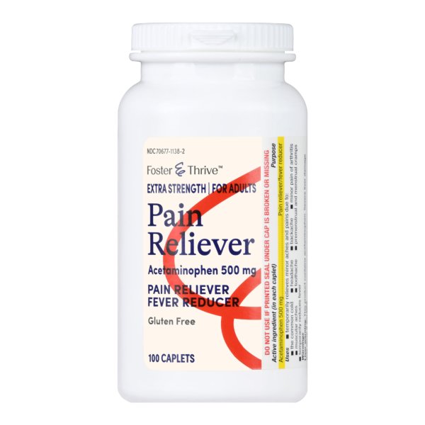 Foster & Thrive Extra Strength Pain Reliever Caplets, 500 mg.