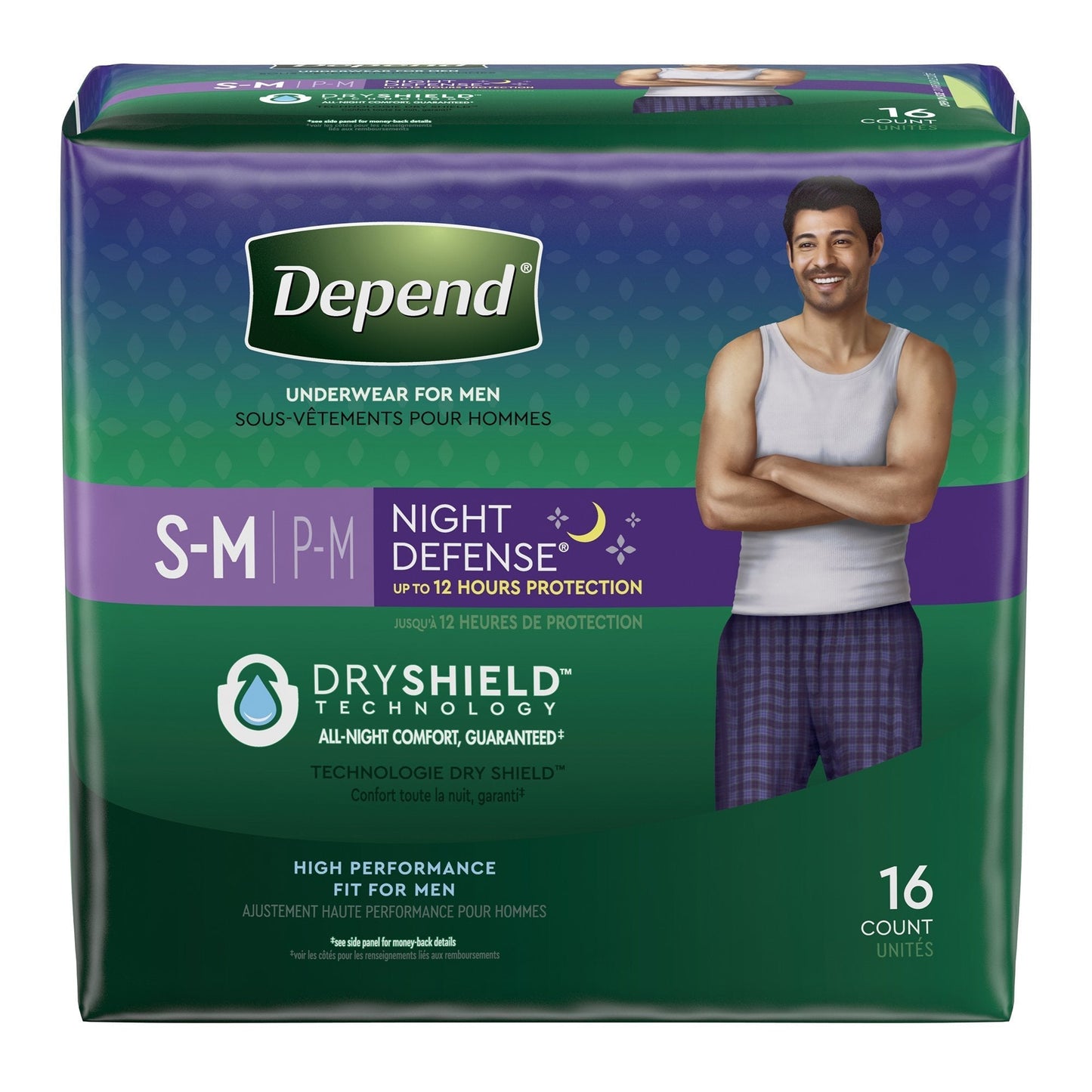 Underwear, Depend Overnight Men Gry Sm/Med, 14 ct