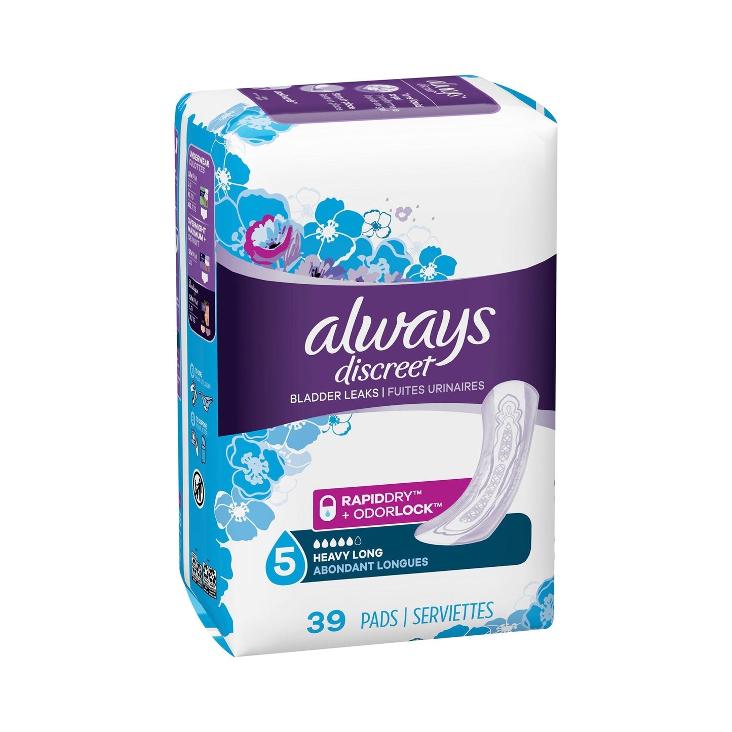 Always® Discreet Maximum Incontinence Liner, Long Length, 39 ct