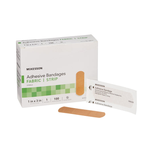 Adhesive Strip McKesson 1 X 3 Inch Fabric Rectangle Tan Sterile