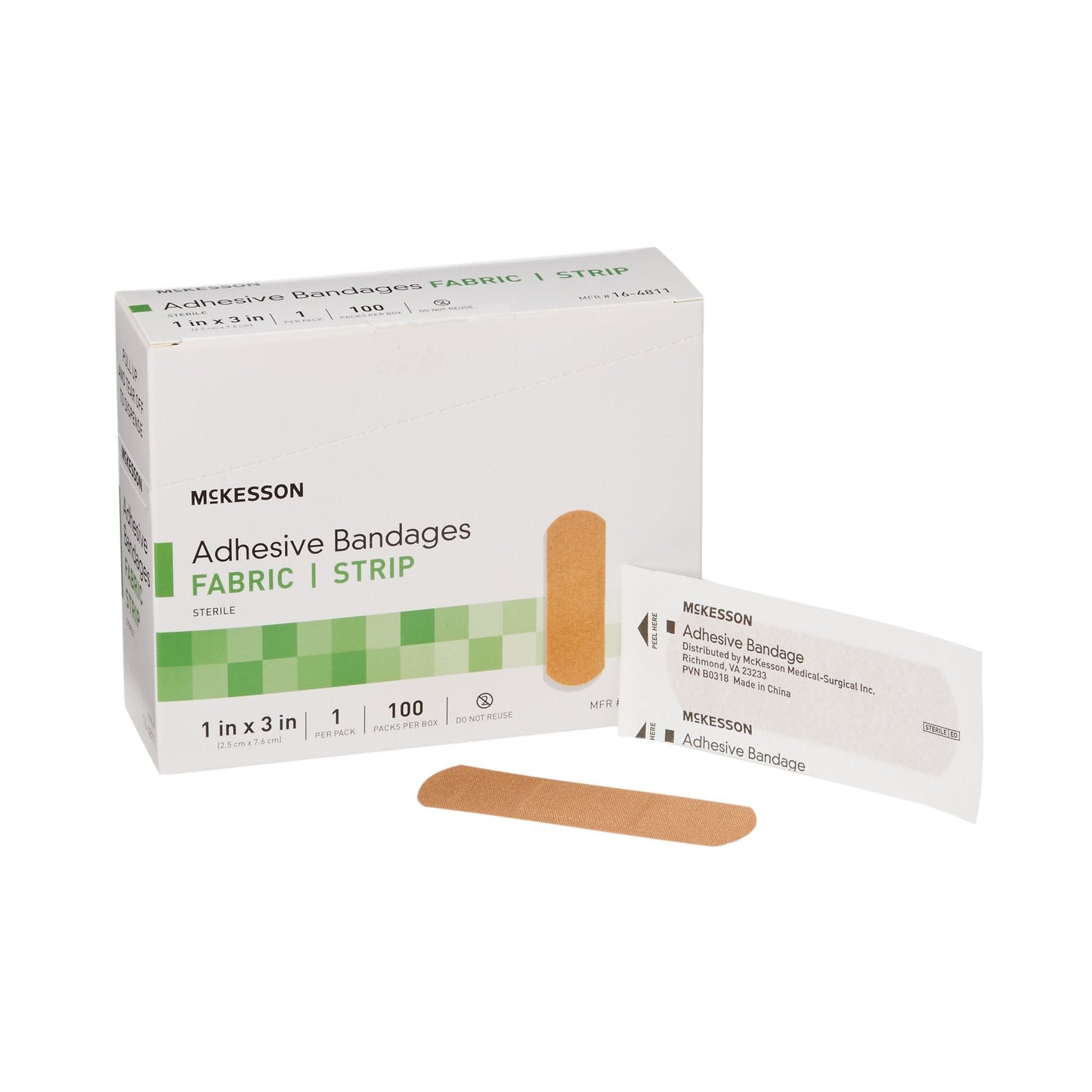 McKesson Tan Adhesive Strip, 1 x 3 Inch, 100 ct